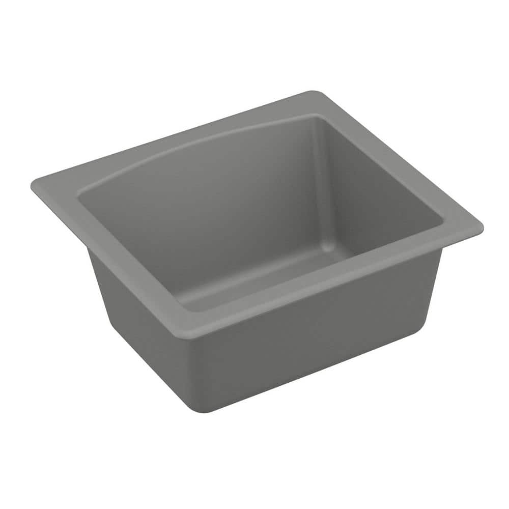 Gray Quartz Composite Single Bowl Drop-In Kitchen Sink