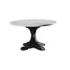 Benjara White and Brown Marble Top Pedestal Base Dining Table Seats 4 ...