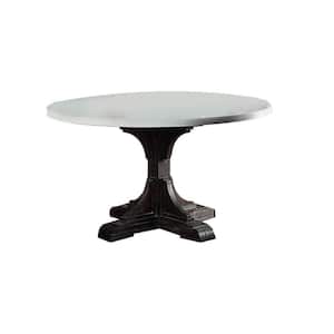 White and Brown Marble Top Pedestal Base Dining Table Seats 4