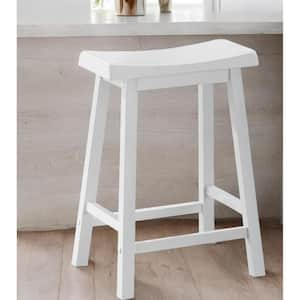 48 in. White Backless Wood Bar Chair with Wood Seat Set of 2