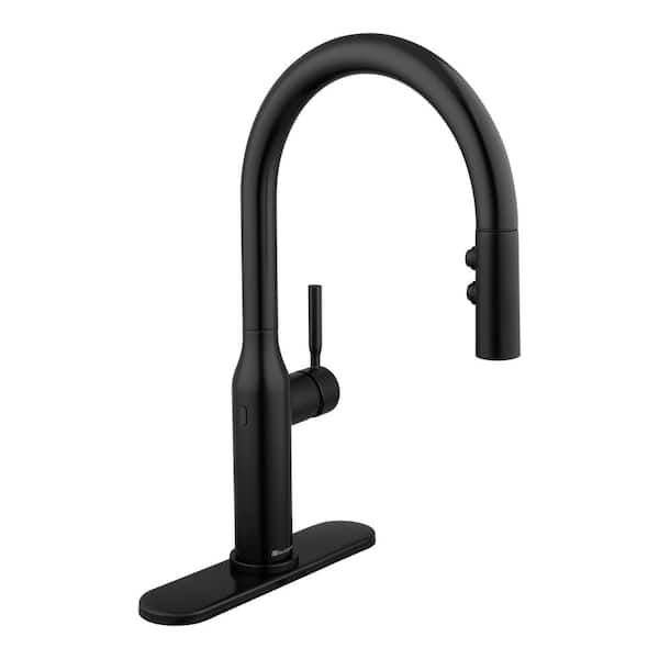 Glacier Bay Upson Single-Handle Touchless Pull-Down Sprayer Kitchen Faucet with Soap Dispenser in Matte Black
