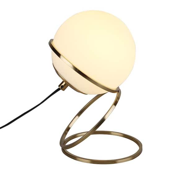 Spiral H 10.23in. 1 Light Opal Acrylic globe Dimmable Gold Bedside lamp Modern bedroom Table lamp with Rotary Dimmer