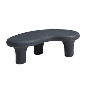 47.24 in. Fiberglass Cloud Coffee Table Vintage Table Matte Black Table, Irregular Center Table No assembly required