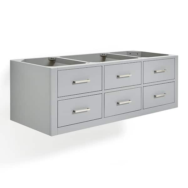 ARIEL Hutton 54 in. W x 22 in. D x 18 in. H Bath Vanity Cabinet without Top in Grey
