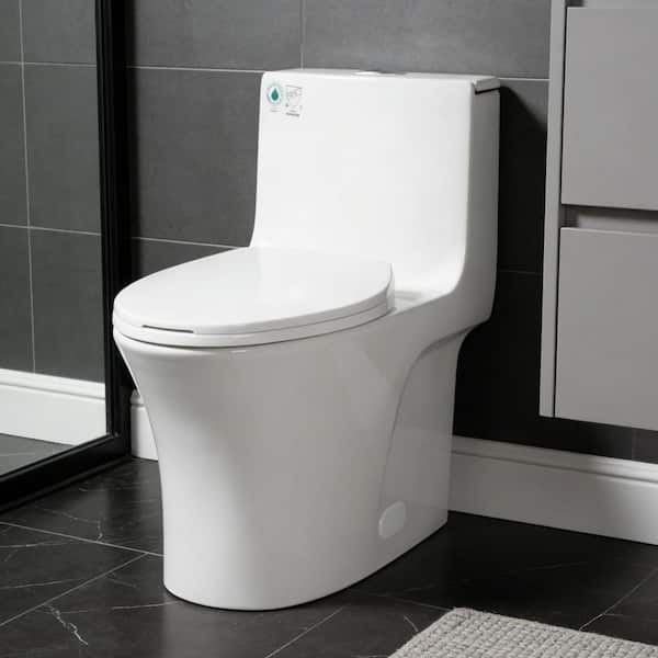 1-Piece 1.1/1.6 GPF Dual Flush Elongated Toilet in White Seat Included
