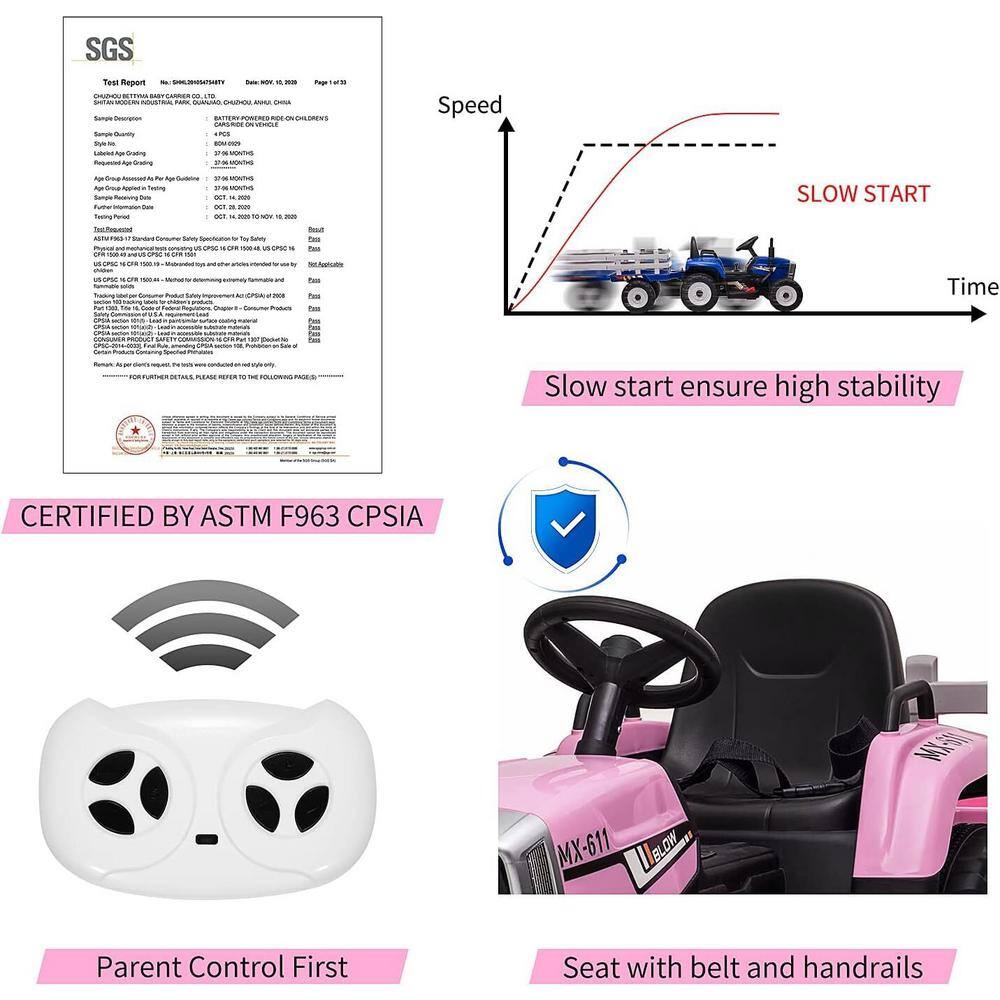 Black 12V Kids Electric Ride-On Truck with LED Lights and Remote Control