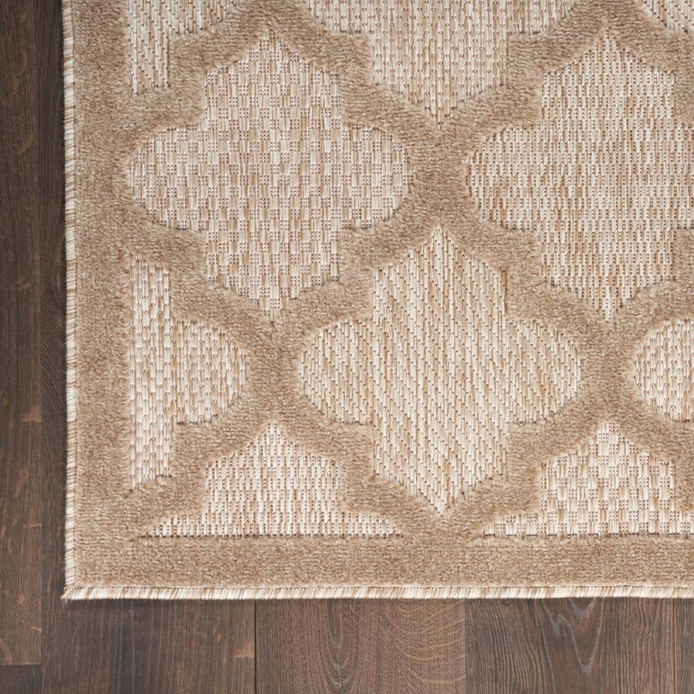 Taupe and Ivory Moroccan Trellis 7' x 10' Synthetic Area Rug