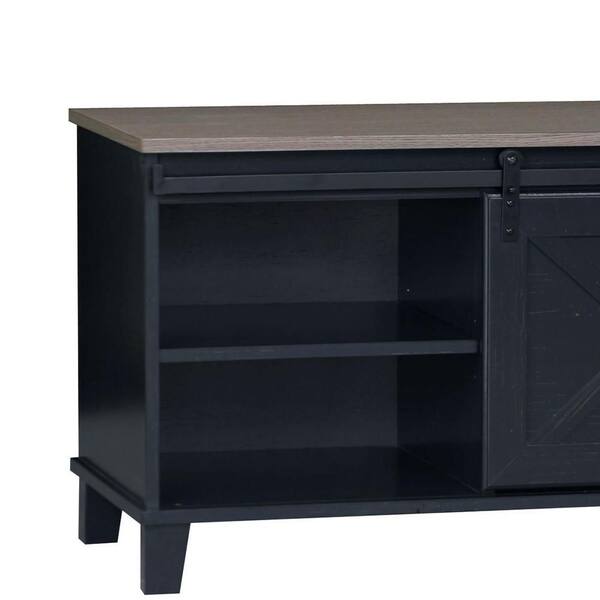 Unbranded - Austin 47.3 in. Walnut Wood Grain, Antique Black TV Stand with No Drawer Fits TV's Up to 60 in. with Shelves and Wheels