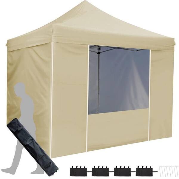 10 ft. x 10 ft. Gray Pop Up Sidewall Canopy Tent- 5-Pieces of