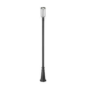 Leland 112.5 in. 1-Light Sand Black Aluminum Hardwired Outdoor Wmarine Grade Post Mounted Light with Integrated LED