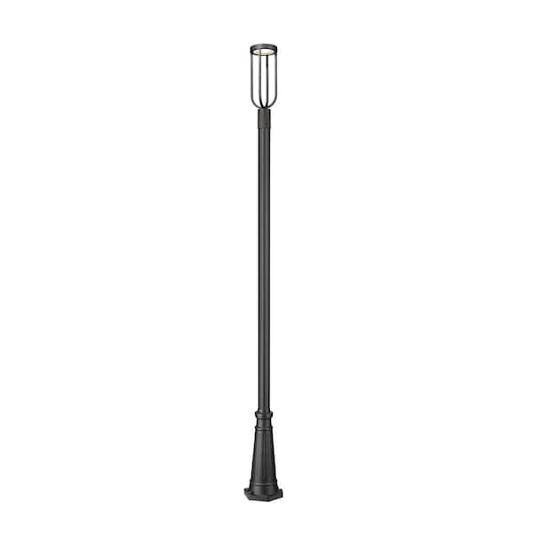 Unbranded Leland 112.5 in. 1-Light Sand Black Aluminum Hardwired Outdoor Wmarine Grade Post Mounted Light with Integrated LED