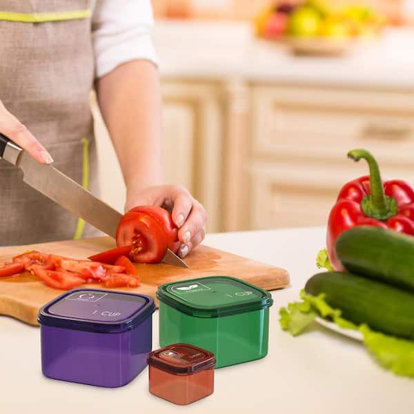 Plastic Color-Coded Portion Control Container With Lids 14-Piece
