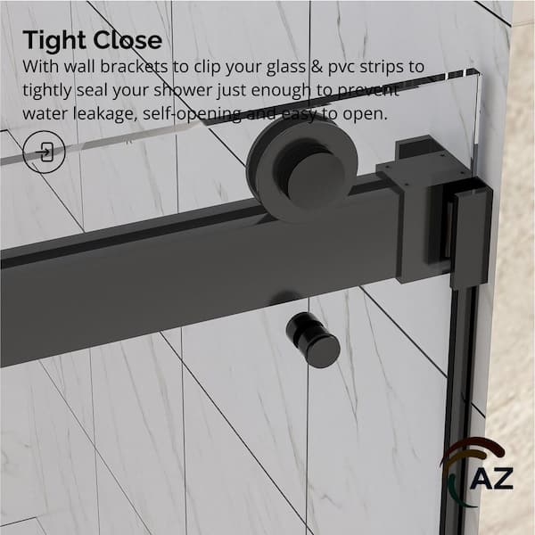 AZUPIN Sola 56-60 in. W x 84 in. H Double Sliding Frameless Shower