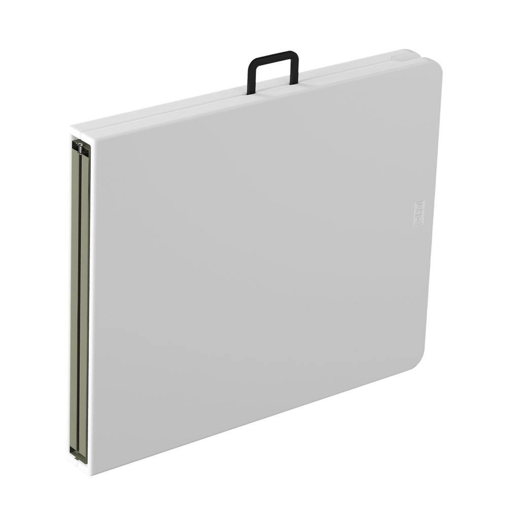 6-Foot White Plastic Folding Utility Table with Metal Frame