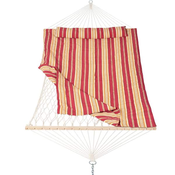 Atesun 10-15 ft. Portable Hammock With Detachable Pad and Pillow, Red Stripe