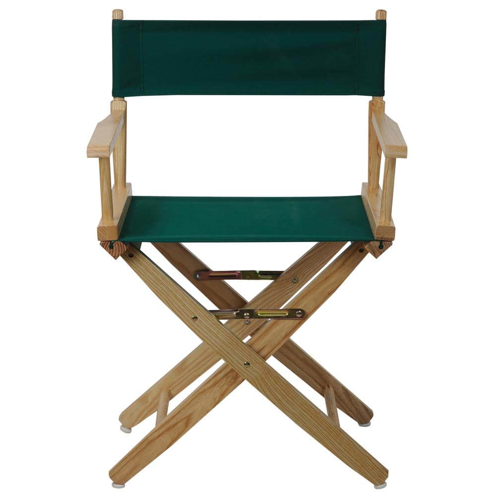 18 in. Seat Height Extra-Wide Natural Frame/Hunter Green Canvas New, Solid Wood Folding Chair, Set of 1 price history on PriceWatchPro