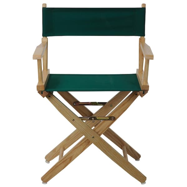 American Trails 18 in. Seat Height Extra-Wide Natural Frame/Hunter Green Canvas New, Solid Wood Folding Chair, Set of 1