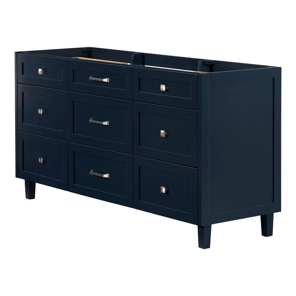 Monroe Midnight Blue 66" Freestanding Wood Bath Vanity Cabinet