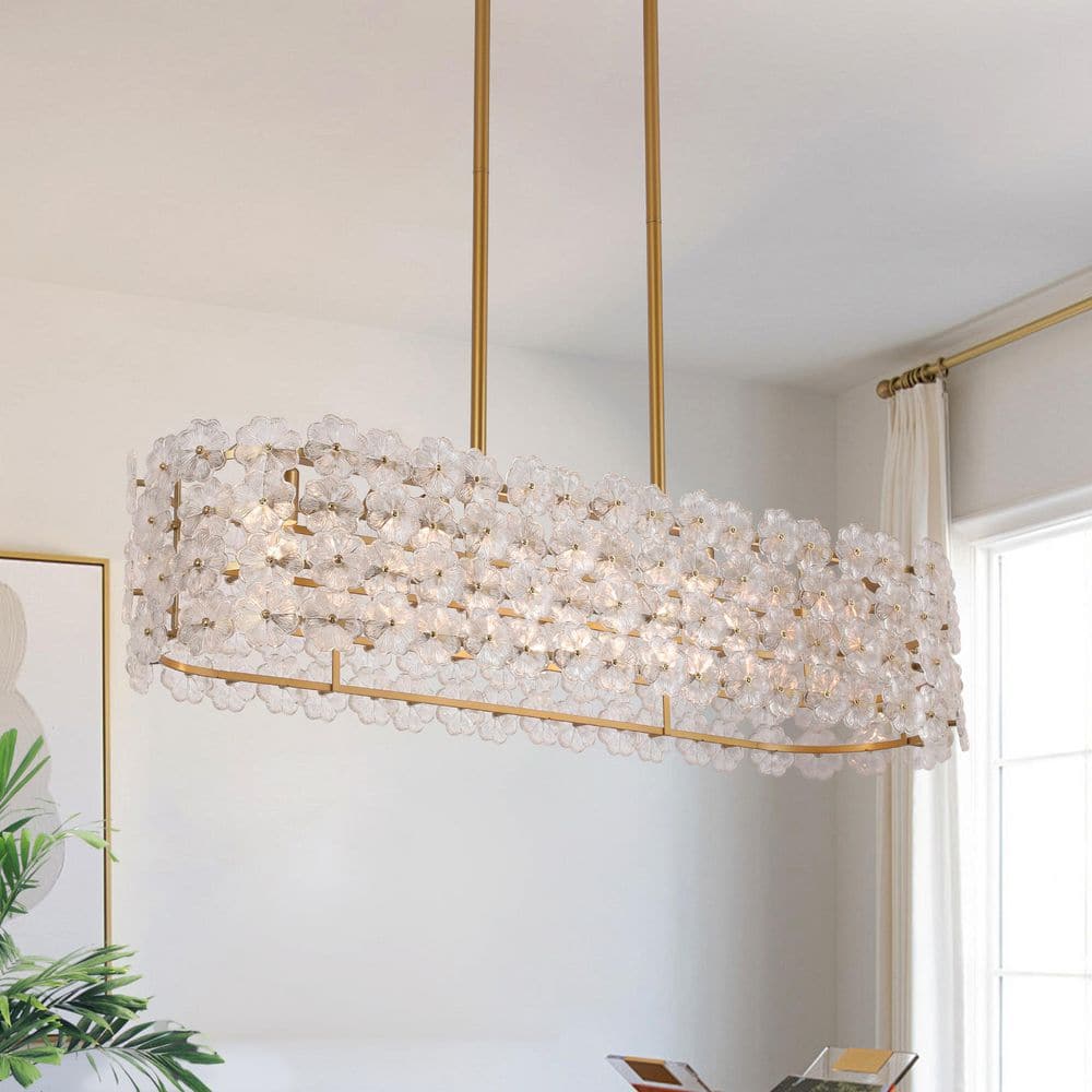 Ccrystal 5-Light 36.2 in.W Gold Chandelier Modern Oval Rectangular Flower Crystal Chandelier for Living Room price history on PriceWatchPro