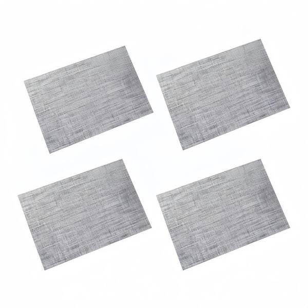 Vinyl Plastic Woven Placemats with Washable, Wipeable for Kitchen Table, Indoor, Outdoor and Dining Table, Gray (4-Pack)