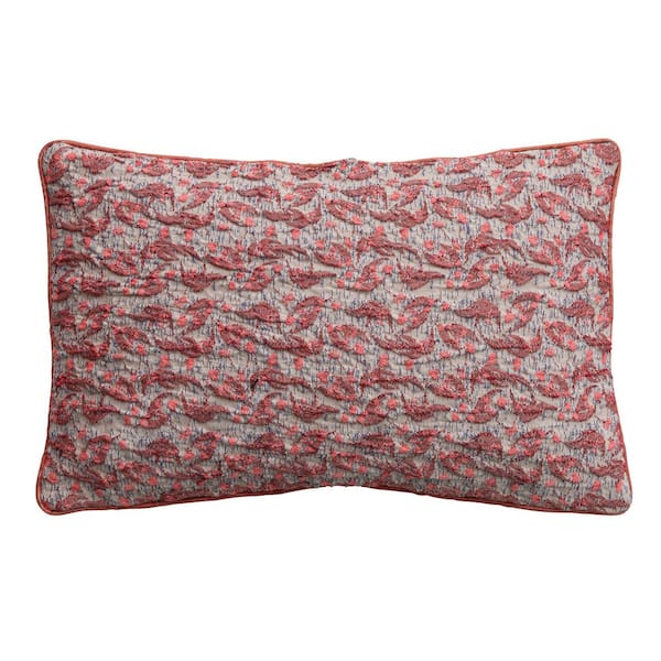 Multicolor Artisanal Detailed Pattern Microfiber Polyester 20 in. x 12 in. Throw Pillow
