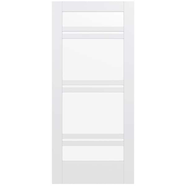 JELD-WEN 36 in. x 80 in. MODA Primed PMC1071 Solid Core Wood Interior Door Slab w/Clear Glass