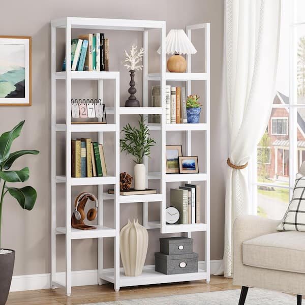 Bookshelf Modern 5 Tier Etagere Bookcase, Freestanding Tall Bookshelves Display Shelf Storage Organizer with 8-Open Storage Shelf for Living Room, Bed