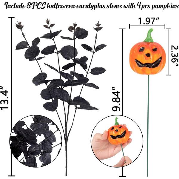 13.4 in. Black Indoor/Outdoor Halloween Artificial with Pumpkin