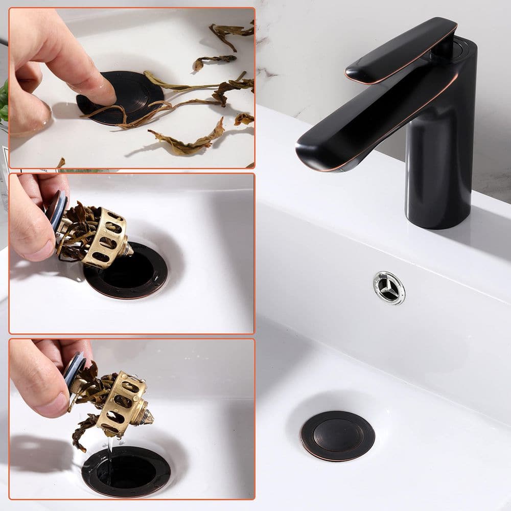 Oil Rubbed Bronze Bathroom Sink Pop-Up Drain Kit with Overflow