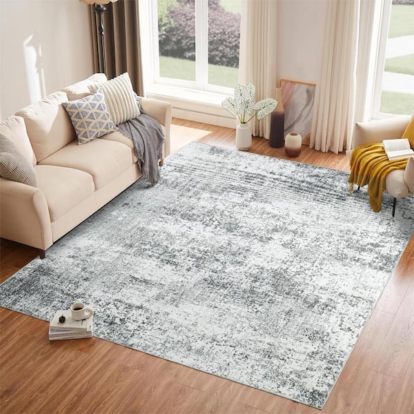 Mist Gray 4 ft. x 6 ft. Modern Abstract Area Rug