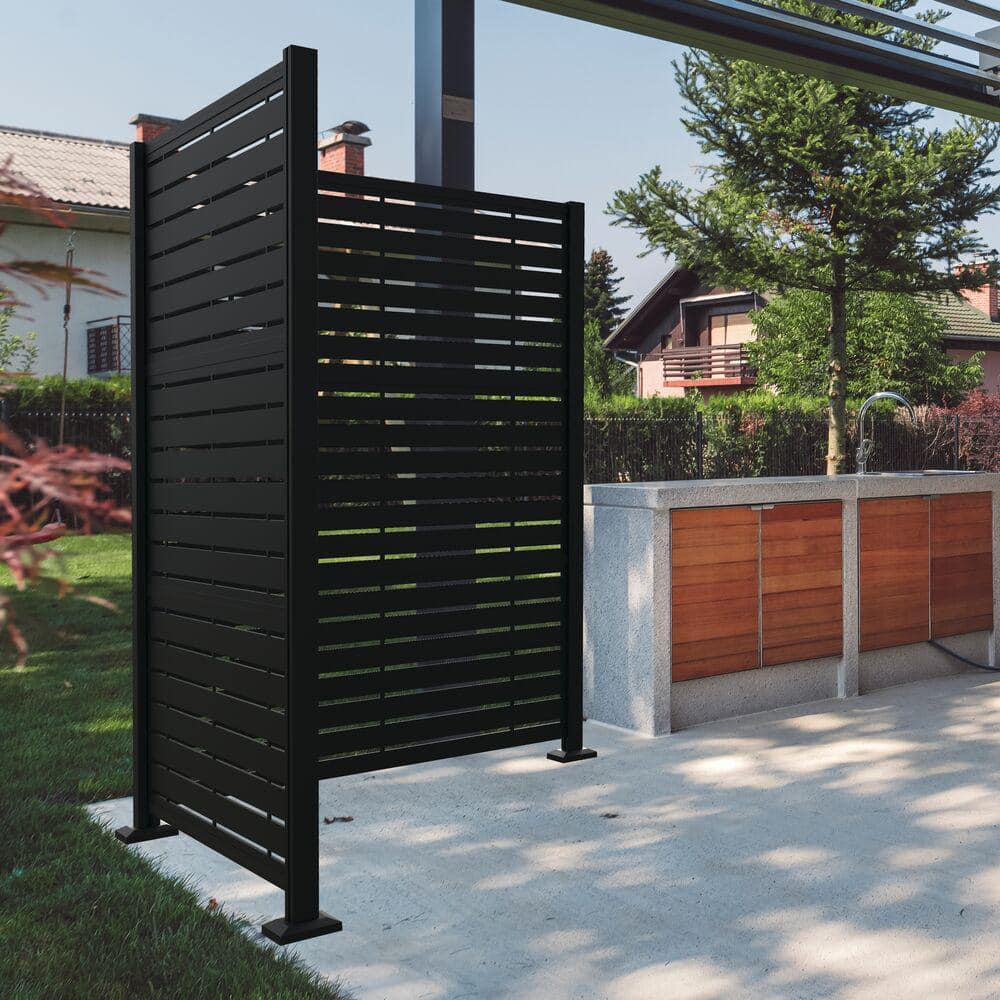 Matte Black Aluminum Privacy Screen Panel Frame Kit