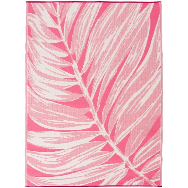 Unbranded Dalida Pink/White 6 ft. x 8 ft. Floral Indoor/Outdoor Area Rug