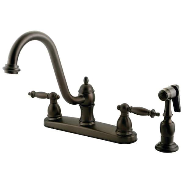 Kingston Brass Templeton 2-Handle Standard Kitchen Faucet with Side Sprayer in Oil Rubbed Bronze