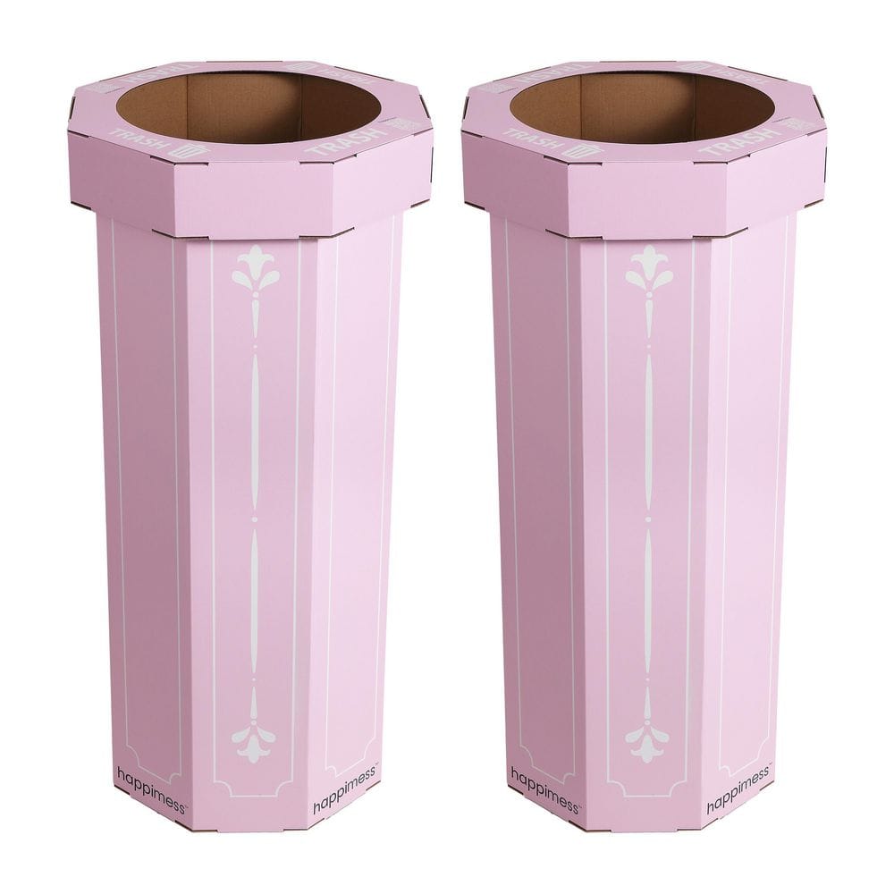 Fleur 25-gal. Bridal Pink Corrugated Cardboard Disposable Trash Can (Set of 2) price history on PriceWatchPro