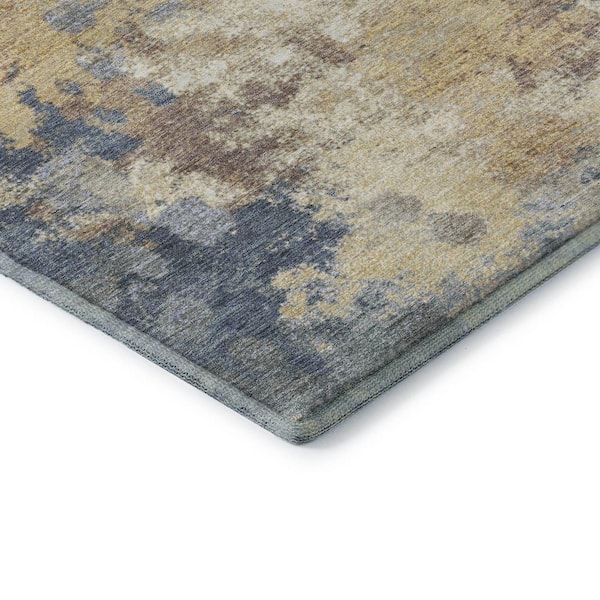 Mayfield Premium Machine Washable Abstract AMF1992 Gold 9 ft. x 12 ft. Area Rug