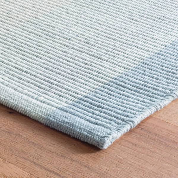 Shore Stripe Handwoven Cotton Sky Blue 9 ft. x 12 ft. Indoor Area Rug
