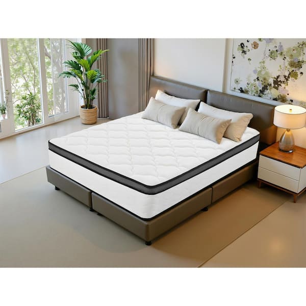 Queen Size Medium Firm10 in. Hybrid Mattress, Memory Foam & Pocket Springs, OEKO-TEX Bamboo Cover, Edge Reinforcement