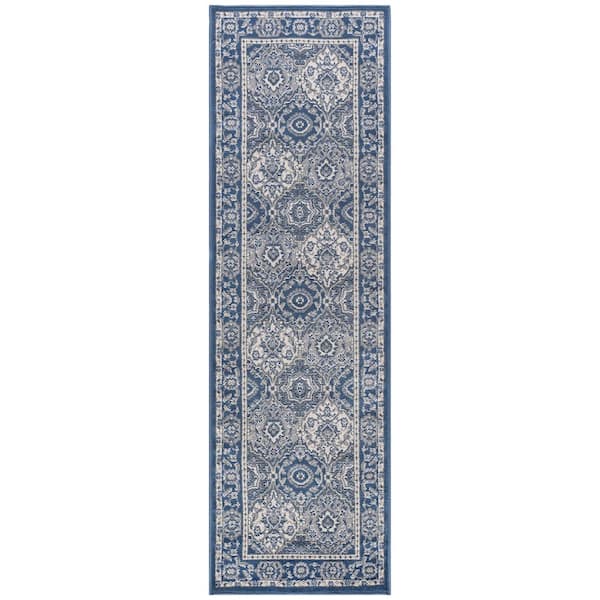 Madison Oriental Navy 2 ft. x 8 ft. Indoor Runner Rug