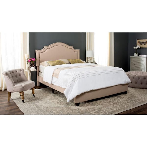 SAFAVIEH Theron Light Beige Twin Upholstered Bed