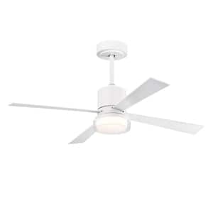 Light Pro 48 in. Indoor White Standard Ceiling Fan with Integrated LED and Remote Control,Blade Pitch 24 in.