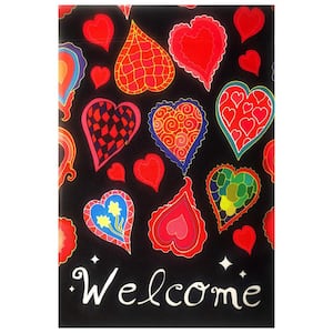 1 ft. x 1-1/2 ft. Happy Valentine's Day Hearts Welcome Garden Flag