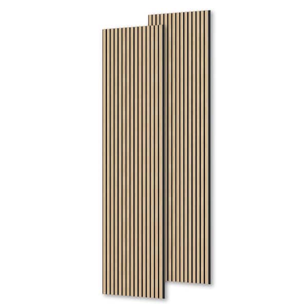 comforthomi White Oak 0.9in. X 1.05ft. X 8.86ft. Acoustic/Sound Absorb 3D Oak Overlapping Wood Slat Decorative Wall Paneling 4-pack
