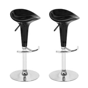26 in. Swivel Adjustable Height Black Metal Frame Bar Stool with PP Seat (Set of 2)