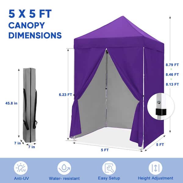 COOS BAY 5 ft. x 5 ft. Purple Instant Canopy Pop Up Tent with 4