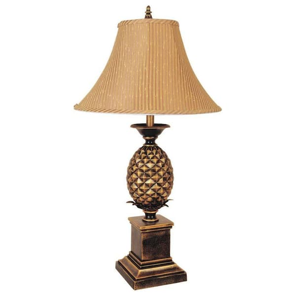 ORE International 32 in. Pineapple Antique Gold Table Lamp