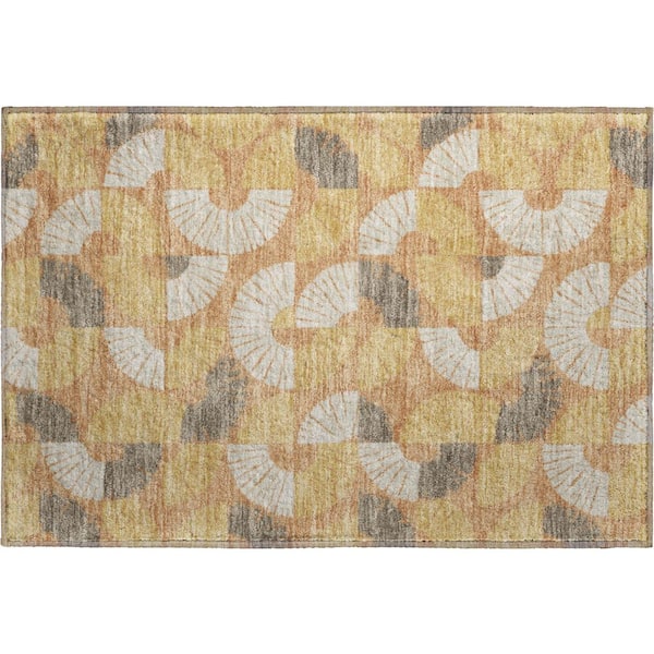 Mayfield Premium Machine Washable Abstract AMF2462 Copper 2 ft. x 3 ft. Accent Rug