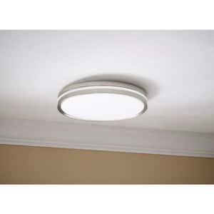 Ashburrow 15 in. LED Color Changing Flush Mount with Night Light Brushed Nickel Finish