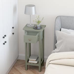 12 in. Gray Wood End Table with 1 Drawer and Open Shelf