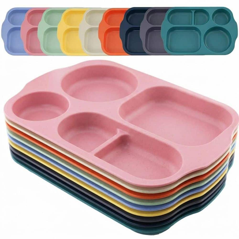 Wheat Straw 5-Compartment Divided Plates 9 Pack with Chip-Resistant, Lightweight Design price history on PriceWatchPro