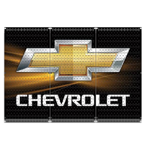 HangTime 32 in. H x 48 in. W Chevrolet Design Metal Pegboard 3 Panel Set